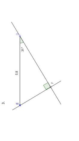 Le triangle EFG rectangle en F, avec EG = 5,8 cm et un angle de 31° en G.