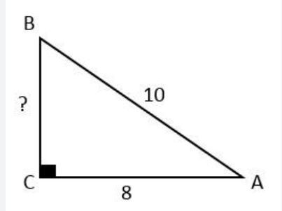 Triangle ABC rectangle en C, avec AB = 10 et AC = 8.